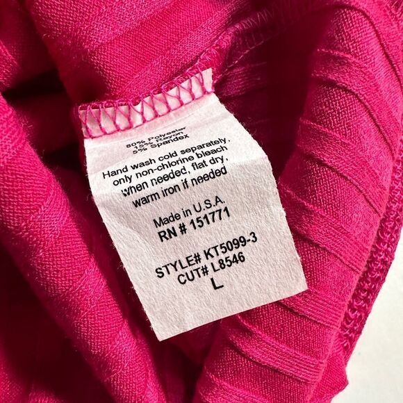 NWT Heatherly Women’s Pink Long Sleeve Peek a Boo Ribbed Bodysuit - Size L - Picture 3 of 7